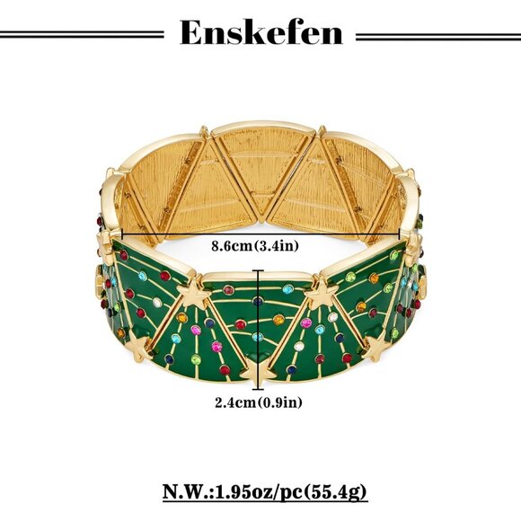 Christmas Tree Bracelets for women Trendy Colorful Holiday Bangle Cute Xmas Orna - Picture 6 of 8